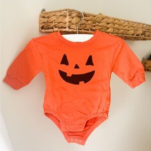 Orange Pumpkin Face Baby Onesie
